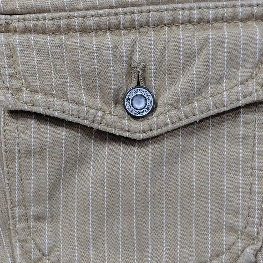 Gap Low Rise Cropped Beige Pocket Pinstripe Capri Pants Women Size 1